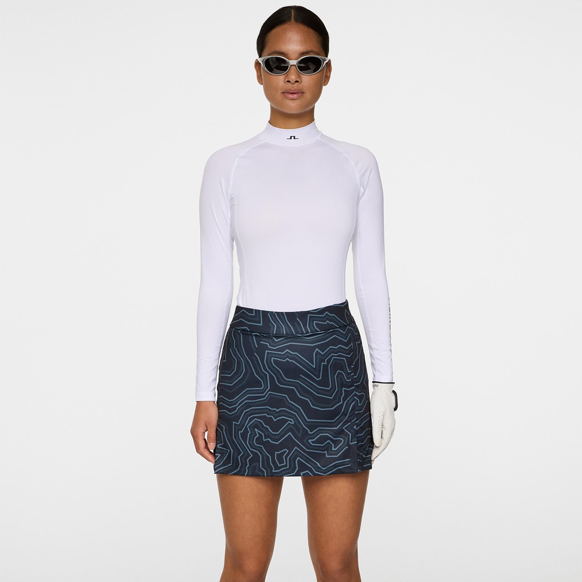 J Lindeberg Amelie Print Mid Ladies Golf Skirt Topo Navy L